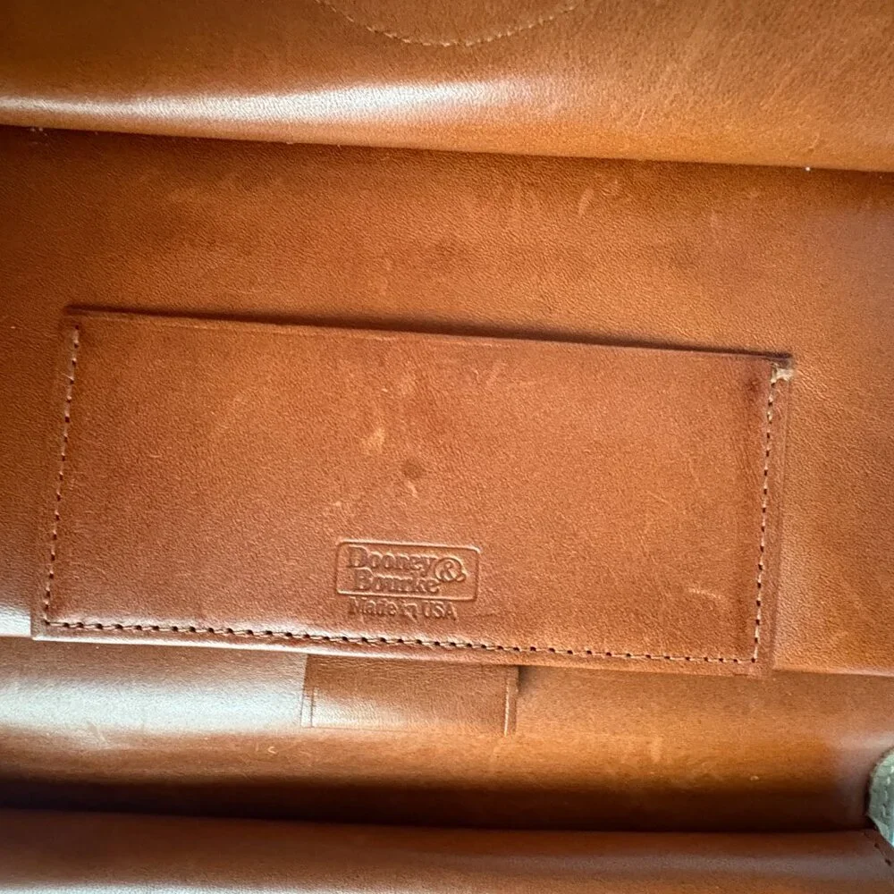Dooney & Bourke Checkbook Organizer Wallet Taupe AWL British Tan Leather